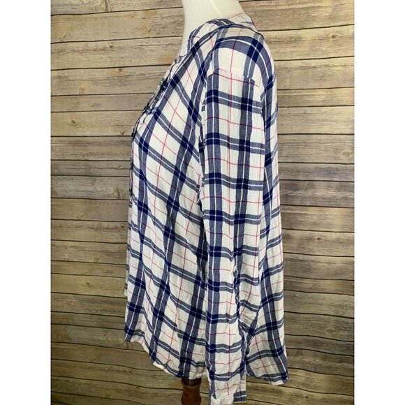 Reaction Kenneth Cole 1X Plaid Blouse Button Front - Picture 5 of 11